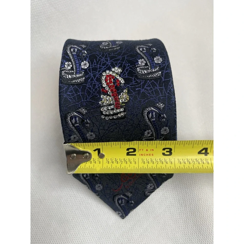 Ed Hardy by Christian Audigier Cobra Design Tie Black Blue Sparkling Necktie